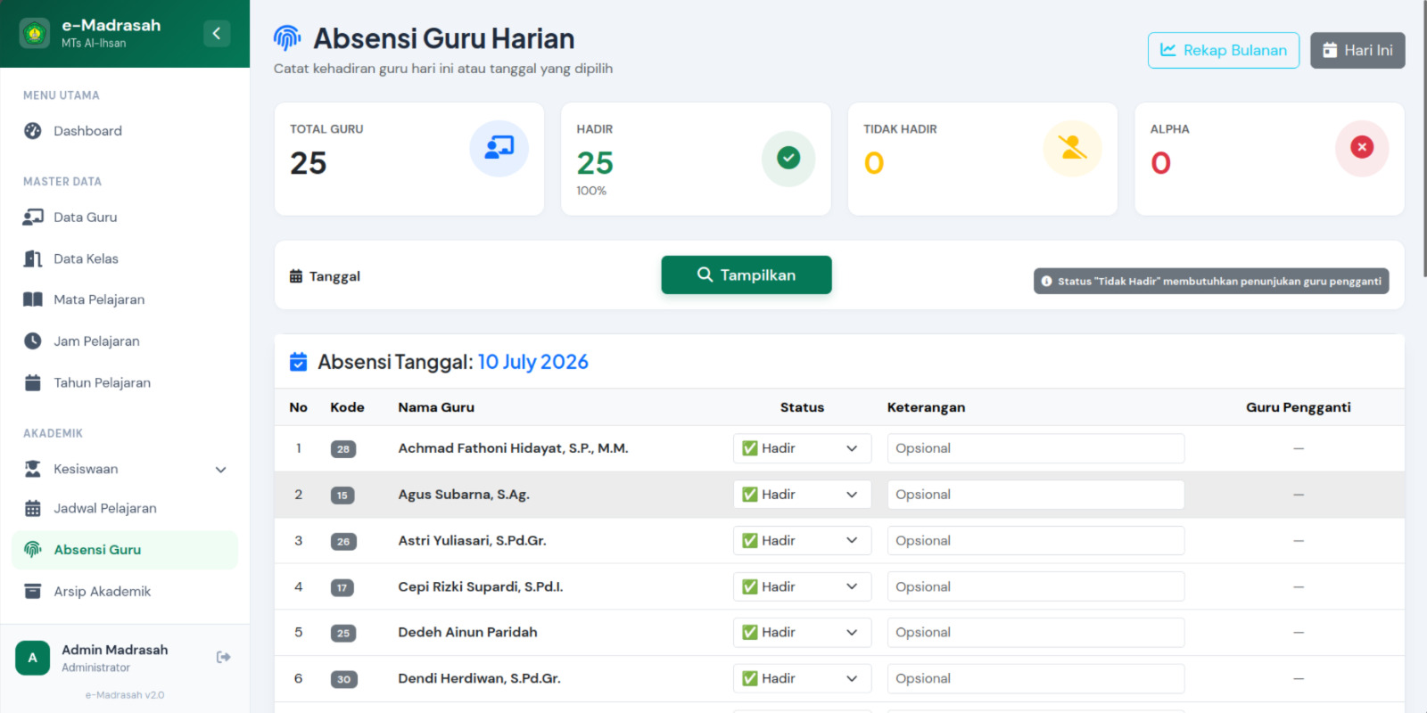 Modul absensi e-Madrasah